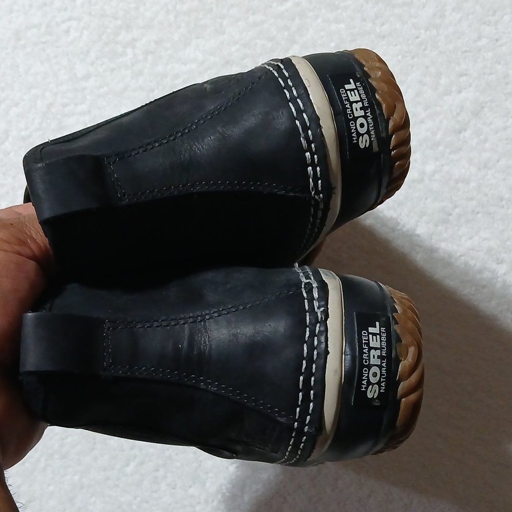 Sorel Out N About Leather Waterproof Black Duck Bootie Chelsea Rain Boots Size 9 - Picture 3 of 9